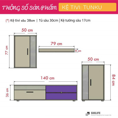 Kệ để tivi phòng ngủ thiết kế tiện dụng SMLIFE Tunku