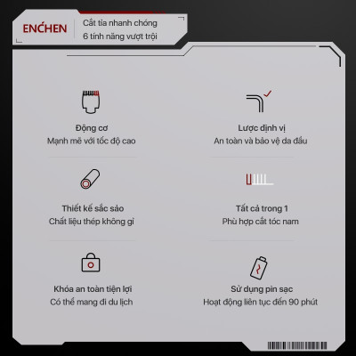 Tông đơ cắt tóc đa chức năng Enchen Beardo2 chất liệu thép không gỉ nhiều cữ linh hoạt - Hàng chính hãng