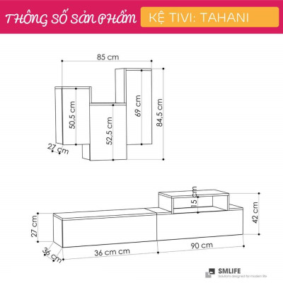 Kệ TV phòng ngủ gia đình gỗ công nghiệp SMLIFE Tahani