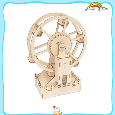 Đồ Chơi Gỗ Mô Hình Vòng Đu Quay Mặt Trời, Đồ Chơi Thí Nghiệm DIY WOOD STEAM Cho Bé,  Đồ Chơi Lắp Ghép Vòng Đu Quay Bằng Gỗ-Chính Hãng BABYBOSS + Tặng Kèm Tranh Ghép Bằng Gỗ