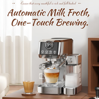 Máy pha cà phê Espresso bán tự động Espresso, Latte, Cappuccino thương hiệu Mỹ cao cấp HiBREW H13A - Hàng Nhập Khẩu
