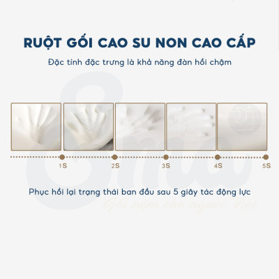 Gối cao su non người lớn EMA kèm vỏ sợi tre kháng khuẩn, thiết kế lượn sóng, chống đau cổ vai gáy