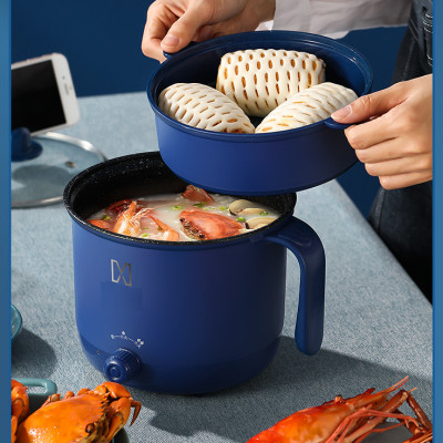 Nồi lẩu điện mini 2 tầng kèm khay hấp - Ca nấu mỳ tiện lợi cá nhân lòng nồi vân đá chống dính, Hàng chính hãng D Danido (Logo trên thân nồi hình ngẫu nhiên)