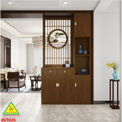 Vách ngăn phòng khách, vách ngăn tủ kệ bằng gỗm bình phong tranh 4VTK26 - NỘI THẤT LẮP RÁP VIENDONGADV