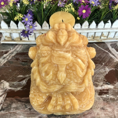 Tượng Cóc Ba Chân, Cóc Ngậm Tiền, Thiềm Thừ phong thủy chiêu tài lộc đá ngọc hoàng long - Dài 20 cm