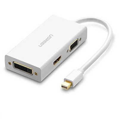 Ugreen UG20417MD114TK Màu Trắng Bộ chuyển đổi Mini displayport sang HDMI + VGA + DVI nhựa ABS - HÀNG CHÍNH HÃNG