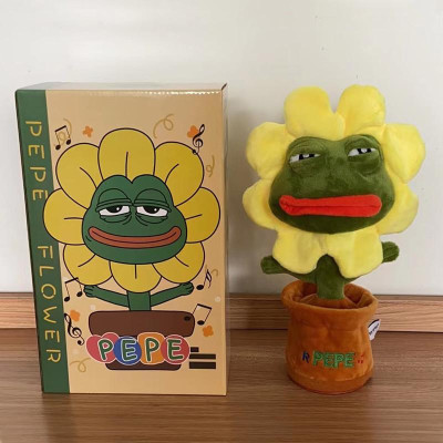 Gấu bông ếch xanh Pepe sad frog 50cm 75cm đội hoa hướng dương siêu bựa dành cho vozer