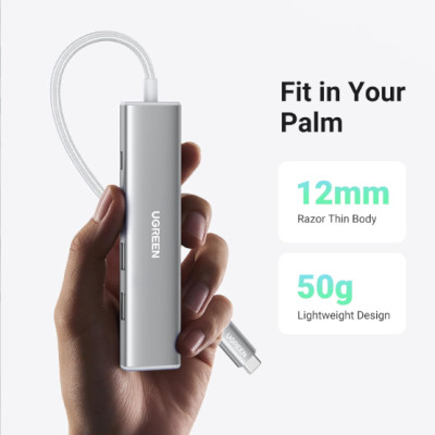 Cáp chuyển USB-C sang HDMI + PD 100W + 3 x USB 3.0 Ugreen 35580 - Hàng chính hãng