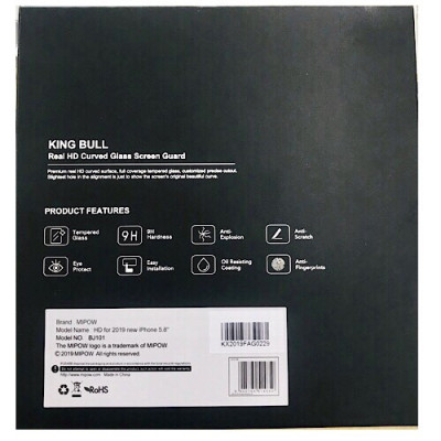 Miếng dán cường lực màn hình và Decal lưng sau cho iPhone 11 Pro (5.8") hiệu MIPOW King Bull chuẩn 9H / 0.26 mm (2 trong 1) - Hàng nhập khẩu