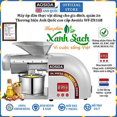 Máy ép dầu thực vật nóng và lạnh thương hiệu Anh Quốc cao cấp Aosida WF-ZN168 - Công suất 1800W - Hàng Chính Hãng