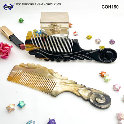  Lược Sừng Vân Nưa Chuôi Cuốn (Size: XL-20cm) Họa Tiết Uốn Lượn Sắc Sảo, Chăm sóc tóc - COH160