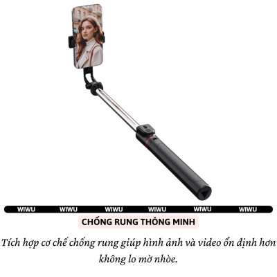 Gậy chụp ảnh selfie tự sướng kiêm tripod 3 chân, đèn Flash trợ sáng hiệu WlWU Wi-SEO15 - Tích hợp remote control bluetooth, Xoay 360 độ, thân nhôm, kéo dài 1,8m, chắc chắn, bền bỉ, gập gọn, pin sạc type C cho iPhone Oppo Samsung - Hàng nhập khẩu