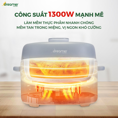(HÀNG CHÍNH HÃNG) NỒI ÁP SUẤT ĐIỆN ĐA NĂNG DREAMER DKA-EPC14, 11 chức năng, 10 lớp bảo vệ an toàn, 2 nắp nồi, công suất 1300W, BH 12 tháng