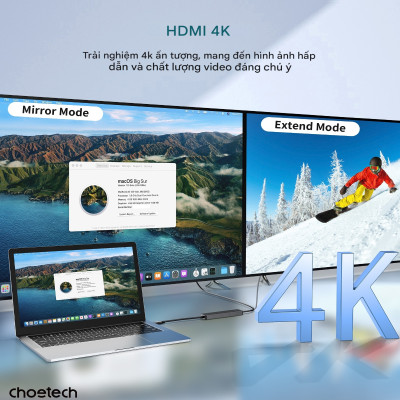 Hub chuyển đổi 5 in1 Choetech HUB-M80 - Hàng chính hãng