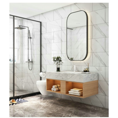 Bộ 15 Tấm Xốp Dán Tường 3D PVC Đá Trắng Sọc 60x30cm Keo Sẵn Dày 2,5mm Cao Cấp, Sang Trọng