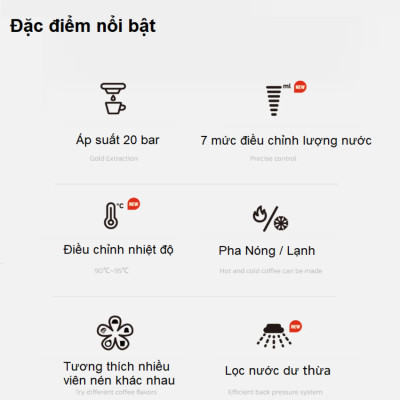 Máy pha cà phê 6 trong 1 Espresso, Viên Nén Nespresso, Nescafe Dolcegusto, Kcup, Túi ESE POD và Trà - Thương hiệu Mỹ cao cấp HiBREW H1B - Hàng Nhập Khẩu