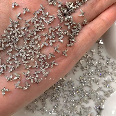 Set 20 Charm Bướm Mini Đính Đá Siêu Sáng Trang Trí Móng, Charm Bướm Kim Loại Size Nhỏ Làm Nail Sang Trọng Nữ Women