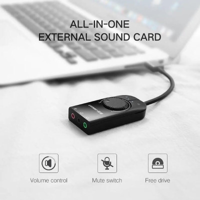 Ugreen UG50599CM129TK 1M Màu Đen USB External Stereo Sound Adapter - HÀNG CHÍNH HÃNG