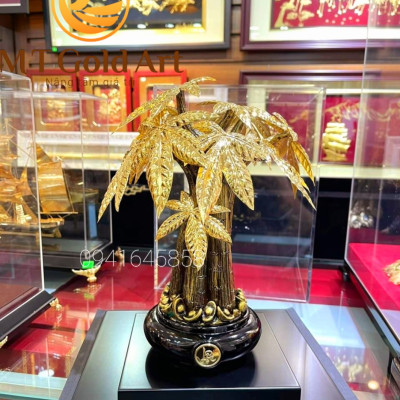 Cây kim ngân dát vàng MT Gold Art M03(40x30x30cm)- Hàng chính hãng, quà tặng dành cho sếp, khách hàng, đối tác