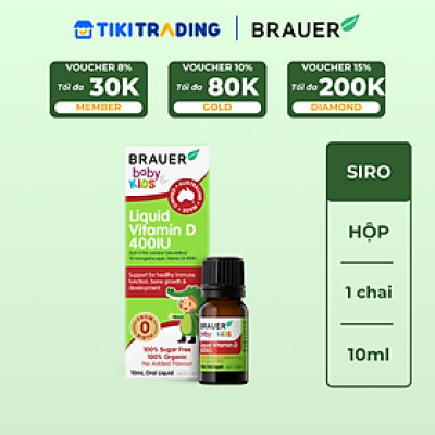 Brauer Baby & Kids Liquid Vitamin D 400IU 10ml - Bổ sung Vitamin D cho trẻ sơ sinh (10ml)