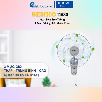 Quạt Treo Remote SENKO TR1683 ( Có Remote) / TR1628 (Có Điều Khiển Từ Xa) - Quạt T1682 / T1680 ( Không Có Điều Khiển Từ Xa) - Hàng Chính Hãng - Bảo Hành 12 Tháng - Quạt Treo Tường Senko Có Remote TR1628 (Tương tự mã TR1683)