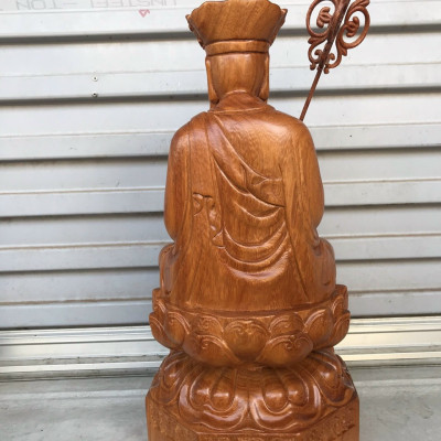 Tượng phật địa tạng vương bồ tát dáng ngồi bằng gỗ hương đá kt cao 30×15×15cm