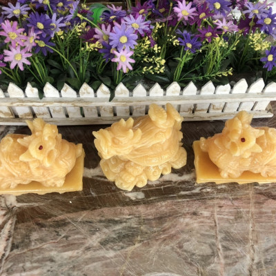 Bộ combo Tỳ Hưu và Tượng Long Quy, Rùa đầu rồng phong thủy đá ngọc hoàng long - Dài 15 cm