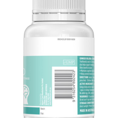 Bổ não Úc Healthy Care Ginkgo Biloba 2000, Giúp tăng tuần hoàn máu não, Cải thiện chức năng nhận thức, Trí nhớ, Giúp an thần và Giảm Stress (100 V/Hộp) - QuaTangMe Extaste