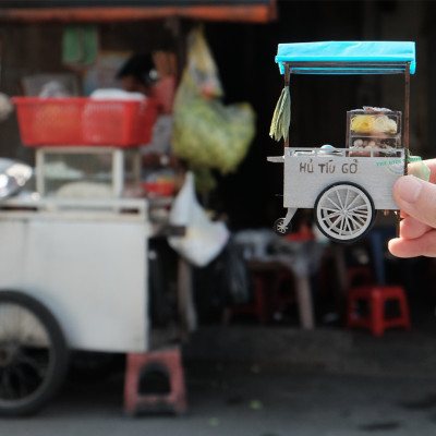 MÔ HÌNH TỰ LẮP RÁP DIY SÀI GÒN TÍ HON - XE HỦ TÍU GÕ - HR08