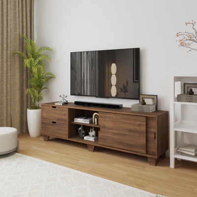 HAPPY FURNITURE , ALVA - Kệ TV 2 ngăn kéo 2 cửa lùa, KTV_065 , 180cm x 40cm x 56cm DxRxC