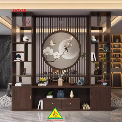 Vách ngăn phòng khách nhà bếp, Tủ kệ vách ngăn phòng 3VTK38 - Nội thất lắp ráp Viễn Đông Adv