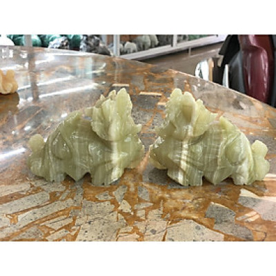 Cặp Tỳ Hưu phong thủy đá ngọc Onyx - Dài 10 cm