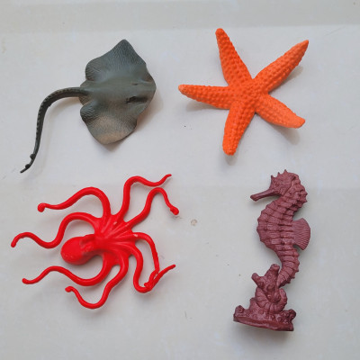 Set 4 đồ chơi động vật biển - Con Cá Đuối-Cá Ngựa-Bạch Tuộc-Sao Biển