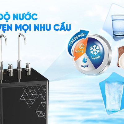 Máy lọc nước nóng lạnh RO Mỹ 11 lõi Karofi KAD-D66S - Giao trước lắp sau miễn phí toàn quốc - Bảo hành 36 tháng - Hàng chính hãng
