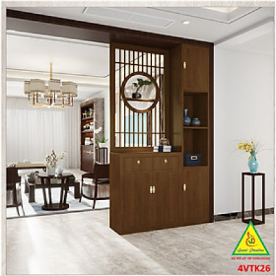 Vách ngăn phòng khách, vách ngăn tủ kệ bằng gỗm bình phong tranh 4VTK26 - NỘI THẤT LẮP RÁP VIENDONGADV