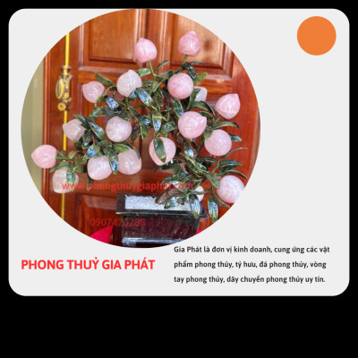 Cây đào phong thuỷ thạch anh hồng 18 quả|phongthuygiaphat