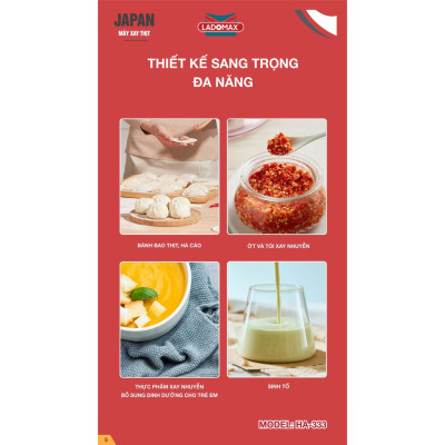 Máy xay thịt đa năng cối thủy tinh 2L Ladomax, xay thịt, cá...Hàng chính hãng