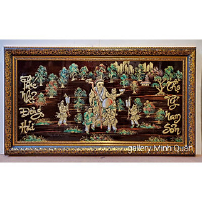 TRANH MỪNG THỌ BỐ, MẸ, ÔNG , BÀ - SƠN MÀI ĐẮP NỔI THẾP VÀNG