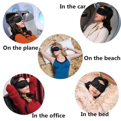 Bịt Che Mắt Ngủ 3D Kèm Bịt Tai Văn Phòng, Trên Xe Ô tô, Máy Bay, Thoáng Khí, Mềm Mại Cho Giấc Ngủ Ngon, Mặt Nạ Ngủ. Du Lịch Dã Ngoại Phượt Thiền MÀU ĐEN