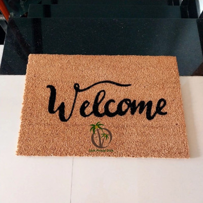 THẢM CHÙI CHÂN BẰNG XƠ DỪA CÓ ĐẾ CHỐNG TRƯỢT IN WELCOME 40x60