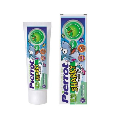 [ Mua 2 tặng 1 set kit ] Gel đánh răng trẻ em Pierrot Sharky Calci hữu cơ hương táo 75ML