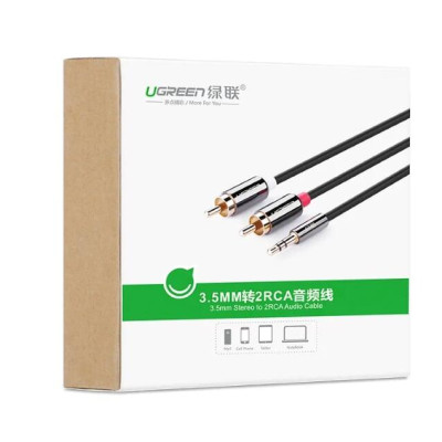 Ugreen UG10583AV116TK 1.5M màu Đen Cáp âm thanh 2 đầu Bông sen sang 3.5mm Dương mạ vàng - HÀNG CHÍNH HÃNG