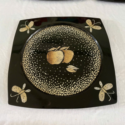 Dĩa sơn mài cao cấp Thanh Bình Lê cẩn trứng đẹp, hàng xuất khẩu 30x30 cm