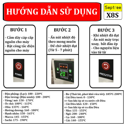 Máy ép dầu thực vật chuyên dụng thương hiệu cao cấp Septree X8S - Hàng Chính Hãng
