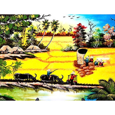 Tranh sơn mài - ĐỒNG QUÊ VIỆT NAM - Size 40x60 cm