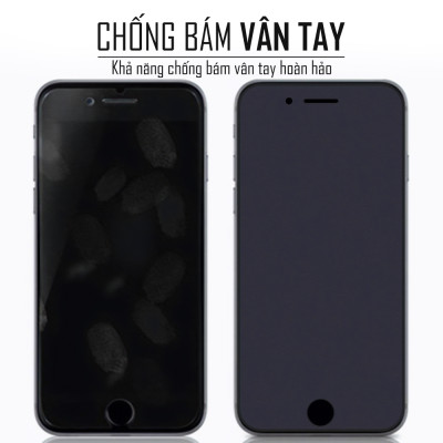 Miếng Dán Cường Lực Chống Vân Tay Cho Iphone 6/6s – Kính Cường Lực Nhám, Full Màn Hình - Màu Đen – Hàng Chính Hãng