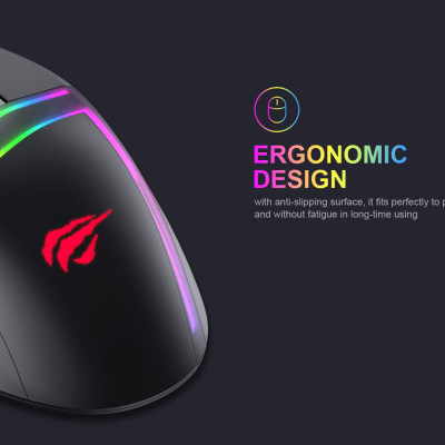 Chuột Gaming Có Dây Havit MS953/ 7 Chế Độ/ 700DPI/ Led RGB/ 20 Triệu Lần Nhấp Chuột - Hàng Chính Hãng