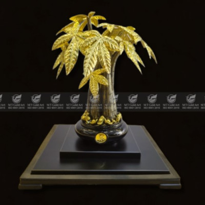 Cây kim ngân dát vàng MT Gold Art M03(40x30x30cm)- Hàng chính hãng, quà tặng dành cho sếp, khách hàng, đối tác