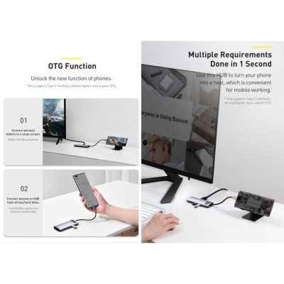 Hub / Bộ chia cổng Type-C đa năng 6 trong 1 Baseus Metal Gleam Series CAHUB-CW0G - Hàng chính hãng