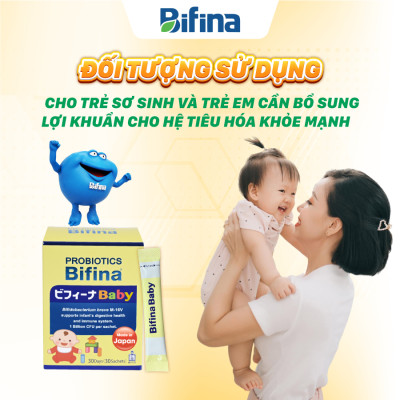 Men vi sinh cho bé Bifina Baby - Hỗ trợ giảm táo bón, cải thiện tiêu hoá cho bé - Lẻ 3 gói (không có hộp)